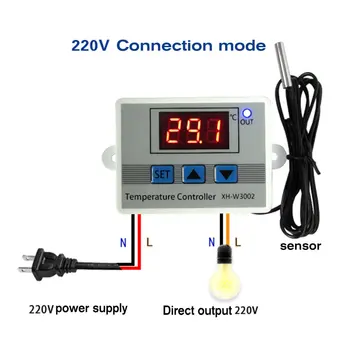10A 12V 24V 220VAC Digital LED o Controlador de Temperatura XH-W3001 Para Incubadora de Arrefecimento Aquecimento Interruptor do Termostato Sensor NTC