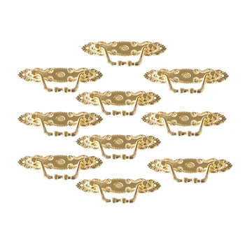 10PCS Antigo Punho da Liga do Zinco Gaveta Maçanetas de Ouro Armários & Desenha Puxadores Para Móveis de Porta (Com Parafusos)