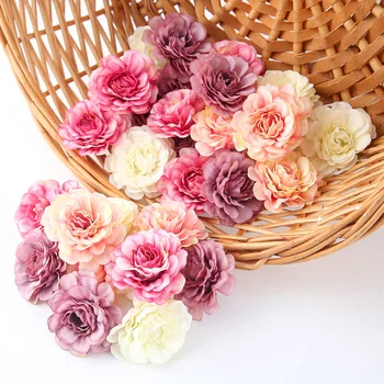10Pcs/Lot 5cm Artificiais de Seda Rosa Flores Cabeças Europeia Queda Vivas Barato Cravo Falso Casamento, Decoração do Falso Flor