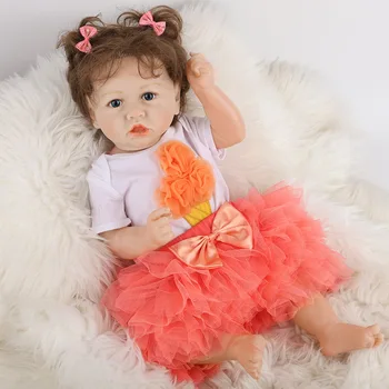 22inch Reborn Baby Doll Criança Saskia Cheia de Silicone Realistas Boneca. Bebe Menina Brinquedos Presentes para Meninas Juguetes Brinquedos