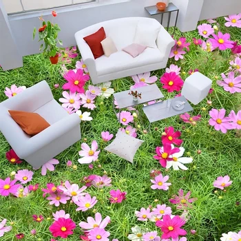 3D personalizado Ladrilhos de papel de Parede Pastoral de Flores de Plantas Foto Murais de Sala de estar, Quarto de PVC Impermeável Desgaste de Vinil ou Papel de Parede 3 D