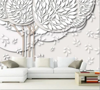 3D personalizado grande mural,Moderno e minimalista branco abstrata da árvore de papel de parede,café vida roomTV de parede papel de parede do quarto