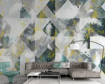 3D personalizado mural de parede Nórdicos moderno e minimalista geométricas abstratas de pena de PLANO de fundo, pintura de parede pintura decorativa