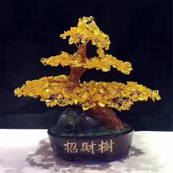7 Chakra Da Cura Cristais De Cobre Árvore De Dinheiro Envolvido No Natural Quartzo Incolor Da Base De Dados De Feng Shui Sorte Figurine