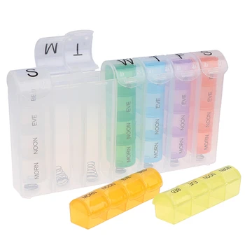 7 Dias Por Semana Pílula Organizador De Plástico Tablet Dispensador De Medicamento Recipiente Com 28 Compartimentos De Comprimidos Semanal Organizador