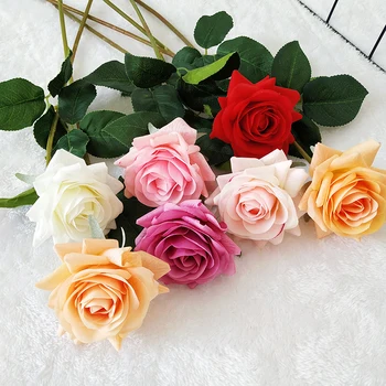 7pcs artificial verdadeiro toque de rosa romântico do Dia dos Namorados DIY festa de casamento da família de férias decoração adereços