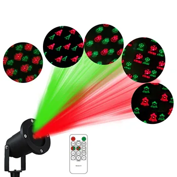 8 Padrão De Natal, Flocos De Neve Da Lâmpada Do Projetor Com Paisagem Remota Laser Projector Verde Vermelho Natal Luz De Laser