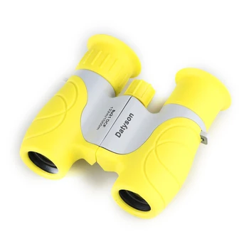 8x21 Crianças Binóculos Compactos Binocular Telhado Prisma de observação de Aves de ensino Aprendizagem Presentes de Natal Brinquedos para as Crianças -Yellow