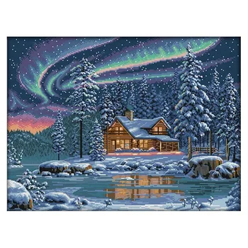A Aurora Boreal, Contados a Ponto de Cruz, Kits de Tecido estampado Bordado Bordado Define 11CT 14CT DIY Decoração de Casa de Tela de Pintura