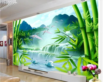 Beibehang Personalizado mural 3D modernos grande mural de papel de parede Natureza, paisagem de cachoeira swan sofá da sala quarto em 3d papel de parede