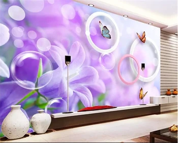 Beibehang Personalizados em 3d papel de parede HD grande flor roxa borboleta 3D TV da sala de estar de plano de fundo de parede, papel de parede, papel de parede 3d