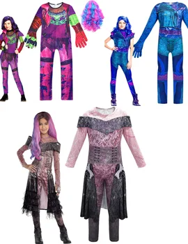 Carnaval Descendentes 3 periférica jogo de uma peça de romper do traje de Halloween desempenho traje cosplay terno de roupas de crianças meninas