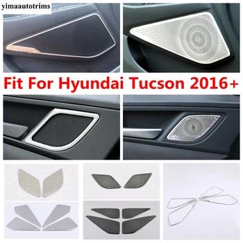 Carro Maçaneta Da Porta Interior Alto-Falante Estéreo De Som Áudio De Chifre De Capa Cobrir Guarnição De Aço Inoxidável Acessórios Para Hyundai Tucson 2016 - 2020