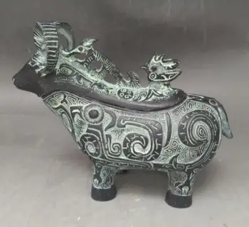 China bronze ovelhas copo do vinho artesanato estátua