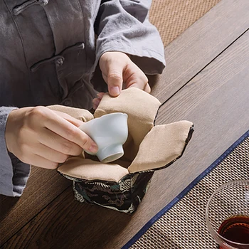 Chinês Retro Yunjin Único Mestre Xícara De Chá Tigela Saco De Armazenamento De Bolsa Exterior De Viagem Portátil Bule Pacote De Pano De Saco De Chá Aconchegante