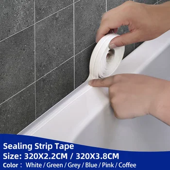 Chuveiro de casa de banho de Pia de Banho Fita de Vedação de Faixa Branca do PVC Auto Adesivo Impermeável Adesivo de Parede para Banheiro Cozinha Calafetar Tira