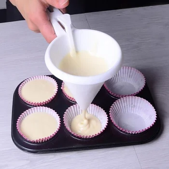Cozinha DIY Conveniente Chocolate de Confeiteiro Funil de Mofo Branco Foodgrade Plástico Panqueca Creme Ferramenta de Ferramentas de Cozimento para Bolos