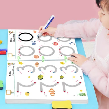 Crianças Montessori Brinquedos Educativos De Matemática Papel De Carta Desenho Com A Caneta Do Tablet De Controle De Mão De Formação De Forma Matemática Jogo De Livro