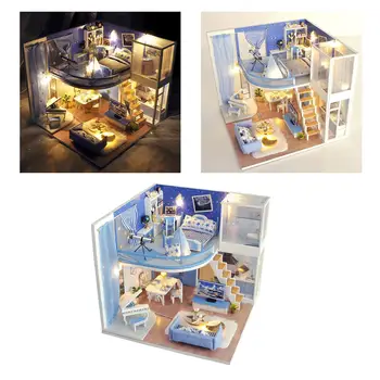 DIY de Artesanato, Casa de bonecas Mini Mobiliário Romântico Construção de casa de campo para a Menina