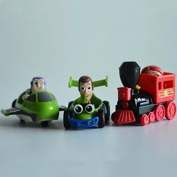 Disney Toy Story Woody no Carro RC Buzz Lightyear & Nave espacial Jessie 5-7cm figura de Ação do Brinquedo Para as Crianças Presentes