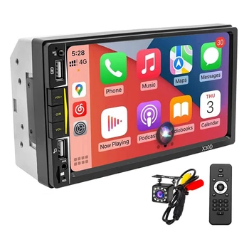 Duplo Din som do Carro Com Carplay, 7 polegadas Touchscreen, Rádio, Bluetooth E Câmera de segurança do Telefone Espelho-Ligação de Receptor de Áudio
