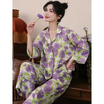 Em Massa De Roupas De Grife Mulheres De Luxo, Roupas De Estampa Floral Dois Conjuntos De Peças Para Mulheres De Roupas De Pijamas De Inverno Pjamas Para Senhoras