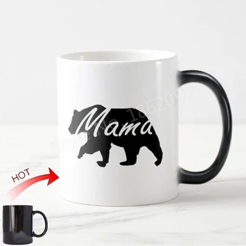 Engraçado Novidade Mamãe Urso Mãe Magia Caneca Grizzly Bear Mudança de Cor Coffeee Canecas Copos de Chá Criativo Mãe Mather Dia de Presente de Aniversário 11OZ