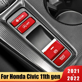 Estilo carro Console da Shift de Engrenagem Multimédia, P Botões da Tampa Adesivos Guarnição Para Honda Civic 11 Gen 2021 2022 Acessórios de decoração