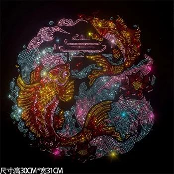 Estilo chinês brilhante moda grande pano de cola quente diamante de Lantejoulas DIY roupas decoração de T-shirt patch acessórios de vestuário