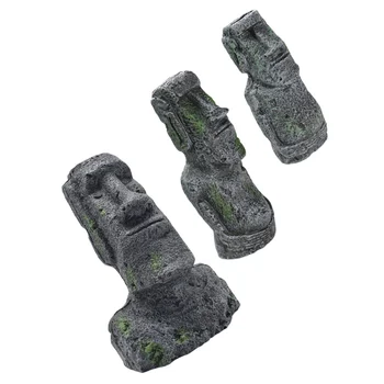 Ilha De Páscoa Estátua Cabeça Resina De Páscoa Escultura Ornamentos Figura De Pedra Aquário Monólito Akivi Decoração Ahureplicas Ornamento