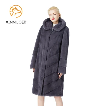 Importado dinamarquês vison senhoras casaco de pele natural de moda inverno quente autêntica brasão de senhoras