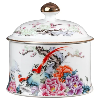 Jingdezhen pó cerâmico, da cor do chá de panela família chá frouxo snack-pote com tampa de armazenamento selado pote de chá jar