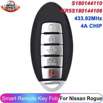 KEYECU KR5S180144106 Continental S180144110 Para Nissan Rogue 2017 2018 433.92 MHz 4A CHIP Smart Remote Chave do Carro Fob 5 Botões