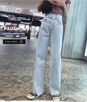 Mulher Jeans de Cintura Alta Roupas de Perna Larga de Jeans, Roupas de Streetwear Qualidade Vintage 2020 Verão a Moda Harajuku Calças soltas