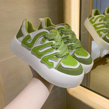 Mulheres Sapatos de Plataforma de Moda Verde Mulheres de Tênis de Caminhada Leve Confortável Grossa com solado de Calçados Casuais das Mulheres Designer de Sapatos Novos 2023