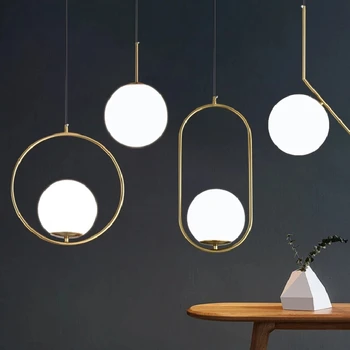 Nordic Moderno Bola de Vidro LED Luzes Pingente de Decoração de Casa de Interior lustre para Sala, Quarto, Bar dispositivos Elétricos de Iluminação