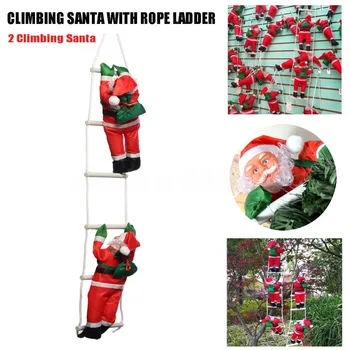 Nova Escalada De Papai Noel Com Escada De Corda De Natal Ao Ar Livre Em Decoração De Interiores