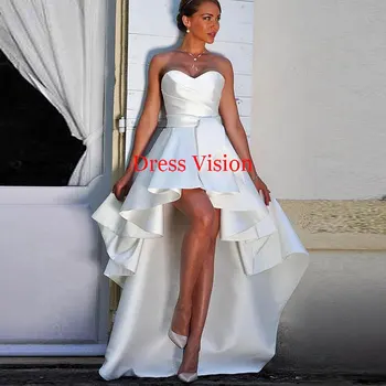 Novo Estilo De Cetim Vestidos De Noiva De Alta Baixo Do Vestido De Casamento De Praia Simples Vestido De Noiva Vestido De Noiva 2022 Boda Elegante