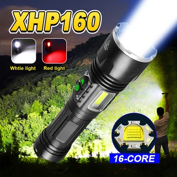 O mais novo XHP160 Lanterna LED Potente Lanterna LED Impermeável Tocha USB bateria Recarregável 18650 Lanterna Portátil Zoom de Campismo Luz