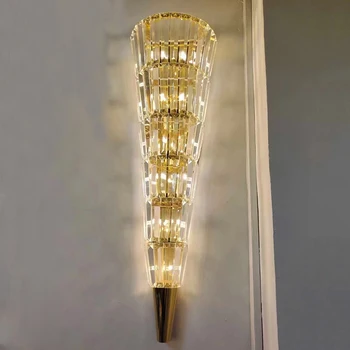 Ouro led, lâmpada de parede decoração sala de estar luminárias quarto lâmpada sala de estudo de decoração de parede de cristal de luz de fixação