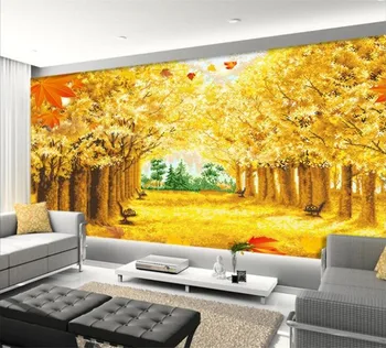 Outono floresta maple leaf 3D mural natureza foto de papel de parede de sala de estar, restaurante romântico decoração de interiores de casa de papel de parede