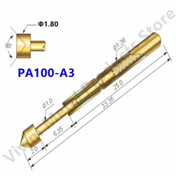 PA100-A3 Primavera da Sonda de Teste 100 / PCS E Conveniente em Latão resistente Mola de Metal Sonda de Primavera da Sonda de Teste de Comprimento 33.35 mm
