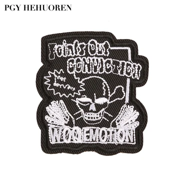 PGY Caveira Bordado Punk Ferro Patch de Costura, Bordados Apliques de Jaqueta de Roupas Adesivo Emblema DIY Acessórios de Vestuário para Crianças