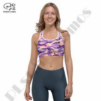 PLstar Cosmos mais Recentes 3DPrint Camuflagem Yoga Sutiã de Desporto Com Peito Pad Xícara de Fitness Aconchegante Exclusivas das Mulheres'Vest Executando Top Quente Q-1