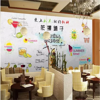 Personalizado Mural de papel de parede 3d moderno restaurante chá de suco de beber bebida fria produtos da loja foto de papel de parede papel de parede decoração da casa