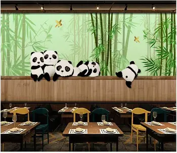 Personalizado com foto de papel de parede 3d mural de papel de parede para parede 3 d, pintado à Mão panda floresta de bambu pintura decorativa na parede do fundo
