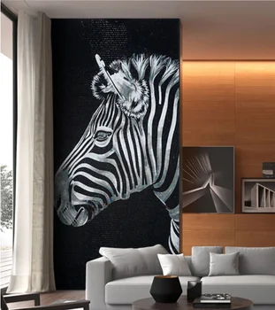 Personalizado padrão zebra arte em mosaico de vidro mural de azulejos design realista parede decorar
