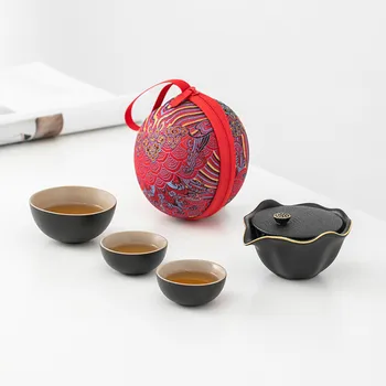 Portátil criativo de Chá de Viagens de Luxo Artesanal de Cerâmica Criativa Fina de Osso Chá Chinês Conjunto de Juego De Te Teaware Define DB60CJ