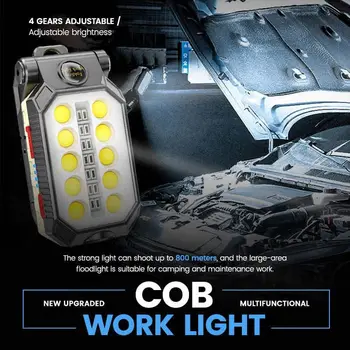 Promovido novo Multifuncional COB Luz de Trabalho com Forte Magnético e Design de Gancho Conveniência para o serviço de Emergência Lâmpada de Trabalho Drop shipping