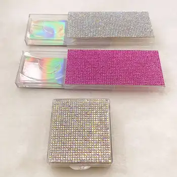 Quente Personalizado de Glitter, Strass Cílios Caixa para 3D 5D 25mm de Vison Cílios Diamante Caso